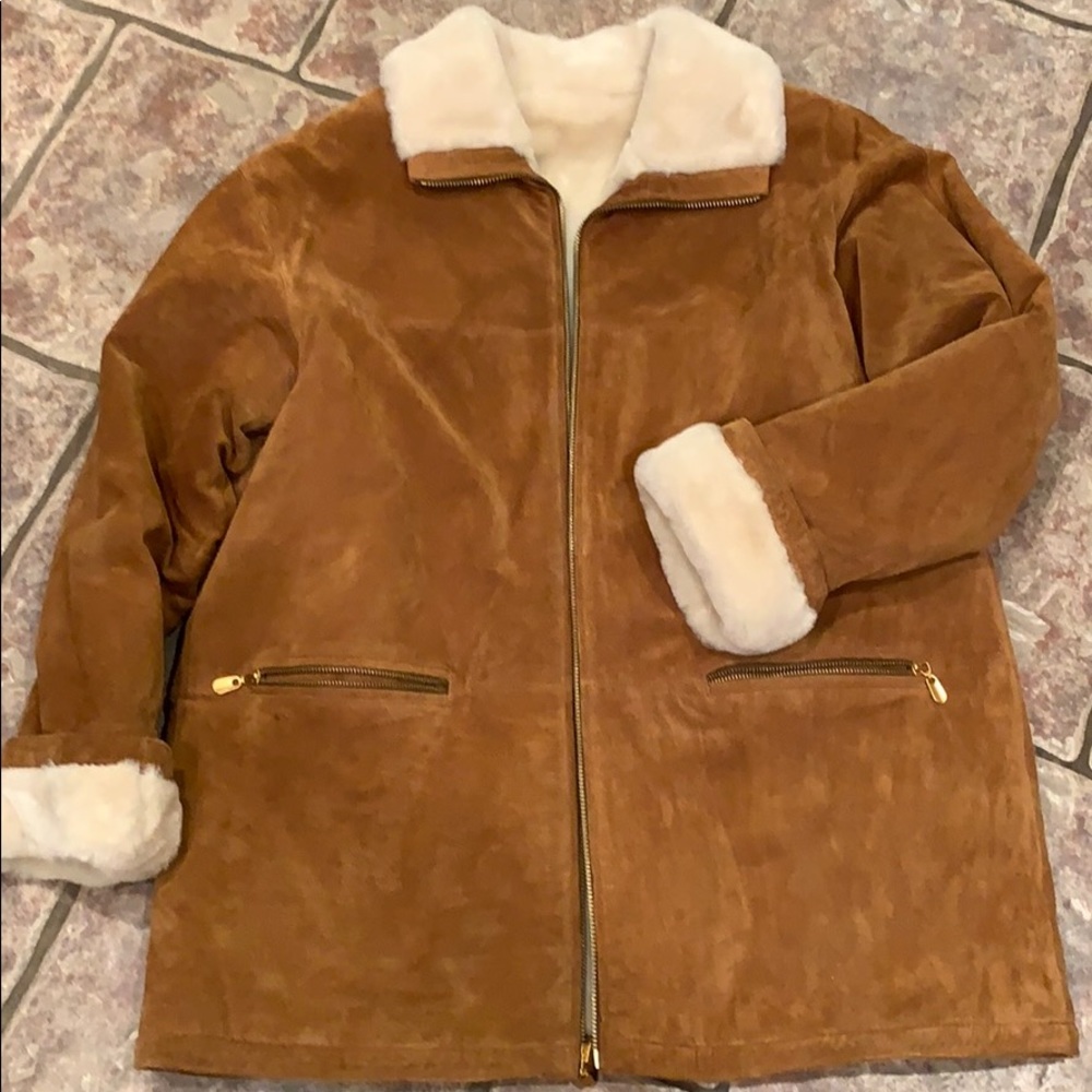 Like new genuine leather reversible coat size L